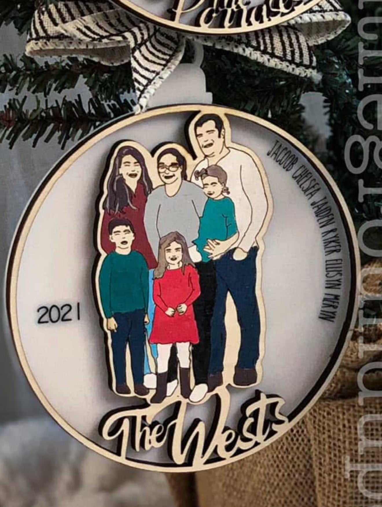 Custom Drawn Family Portrait Ornaments