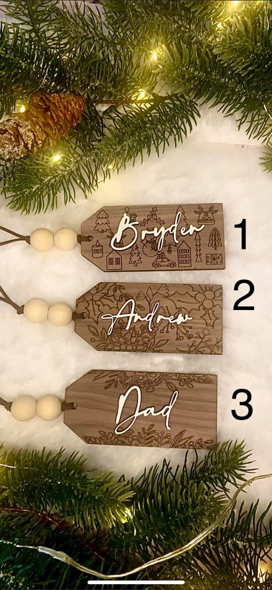Customizable Engraved Stocking Tags