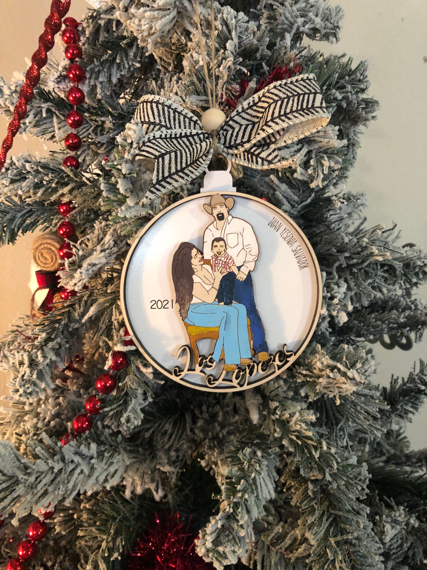 Custom Drawn Family Portrait Ornaments